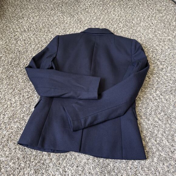 J Crew Women's Schoolboy Blazer Navy Blue Gold Buttons Size 00 Preppy Wool Blend - Picture 4 of 5